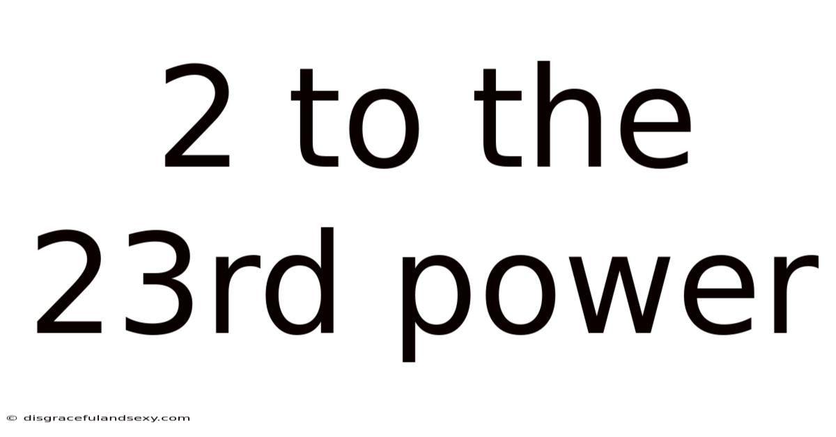 2 To The 23rd Power