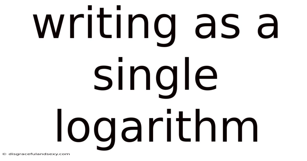 Writing As A Single Logarithm